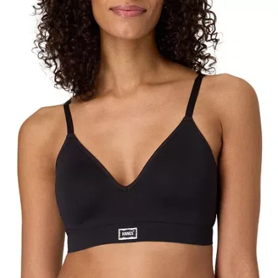 Hanes Womens Seamless Light Support T-shirt Bralette Dho203 In Black