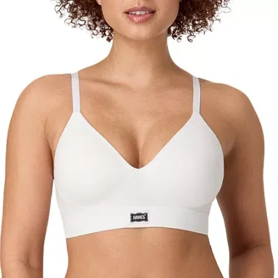 Hanes Womens Seamless Light Support T-shirt Bralette Dho203 In White