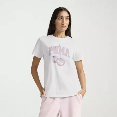 Puma Womens Crew Neck Short Sleeve Active T-shirt In White