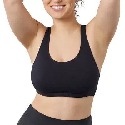 Leading Lady The Serena Wirefree Cotton Racerback Sports Bra- 514 In Black