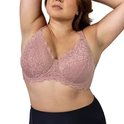 Leading Lady Scalloped Lace Underwire Full Figure Bra- 5044 In Pink