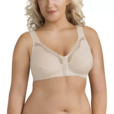Exquisite Form Women's Fully Wireless Cotton Back & Posture Support Bra With Front Closure & Lace- 5100531 In Brown