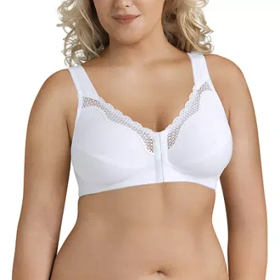 Exquisite Form Women's Fully Wireless Cotton Back & Posture Support Bra With Front Closure & Lace- 5100531 In White