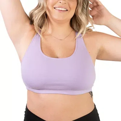 Leading Lady The Serena Wirefree Cotton Racerback Sports Bra- 514 In Purple