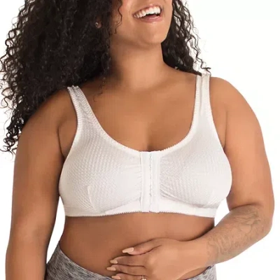 Leading Lady Zig-zag Weave Front-closure Leisure Bra- 151 In White