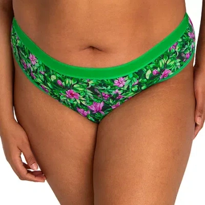 Curvy Couture Sheer Mesh High Cut Brief-1313 In Green