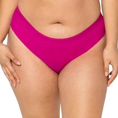 Curvy Couture Sheer Mesh High Cut Brief-1313 In Red