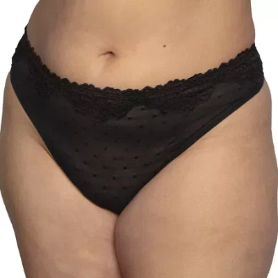 Curvy Couture Sheer Whisper High Cut Thong Panty- 1609 In Black
