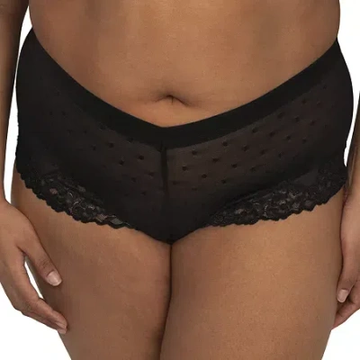 Curvy Couture Sheer Whisper Cheeky Boyshort Panty- 1610 In Black