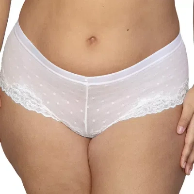 Curvy Couture Sheer Whisper Cheeky Boyshort Panty- 1610 In White