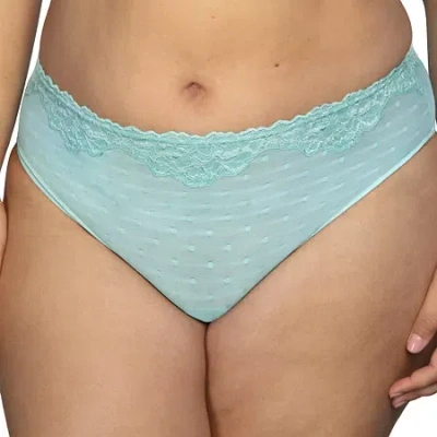 Curvy Couture Sheer Whisper High Cut Brief Panty-1608 In Blue