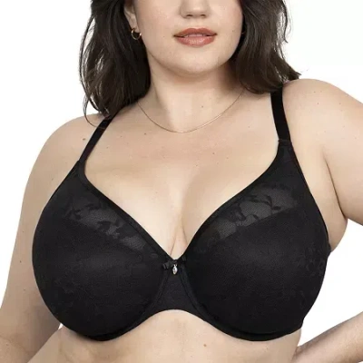 Curvy Couture No Show Lace T-shirt Plunge Bra- 1376 In Black