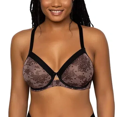 Curvy Couture Sheer Mesh Unlined Underwire Bra-1311 In Black
