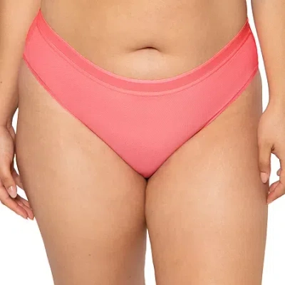 Curvy Couture Sheer Mesh High Cut Brief-1313 In Orange