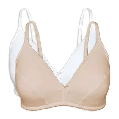 Bestform Cotton Wireless Bra With Lightly Lined Cups 2pk- 5006255 In Sand