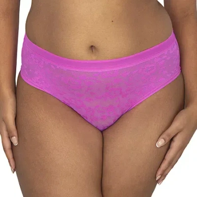 Curvy Couture No Show Lace High Cut Brief Panty - 1363 In Pink