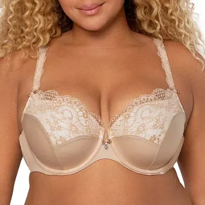 Curvy Couture Tulip Lace Push Up Bra-1017 In Sand