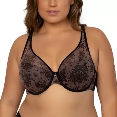 Curvy Couture Sheer Mesh Plunge T-shirt Bra- 1310 In Black
