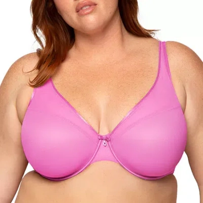 Curvy Couture Sheer Mesh Plunge T-shirt Bra- 1310 In Pink