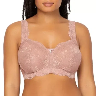 Curvy Couture Luxe Lace Wireless Bra-1320 In Pink