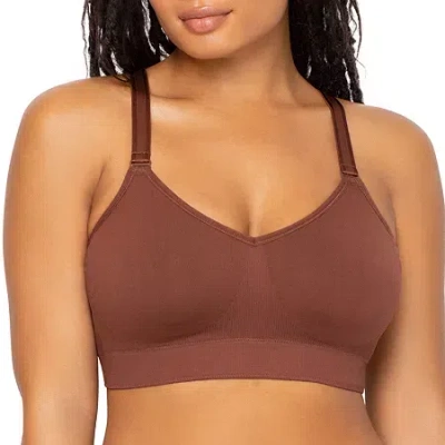Curvy Couture Smooth Seamless Comfort Wireless Bra-1331 In Brown