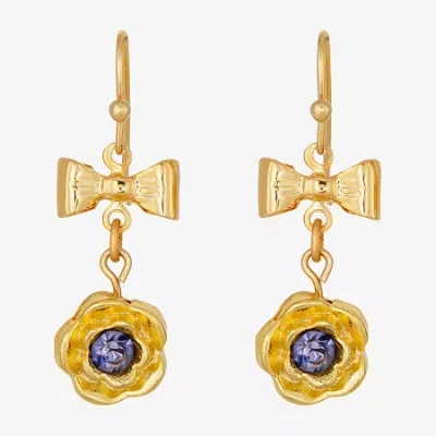 1928 Jewelry 1928 Womens Purple Crystal Bow Flower Drop Earrings In Gold