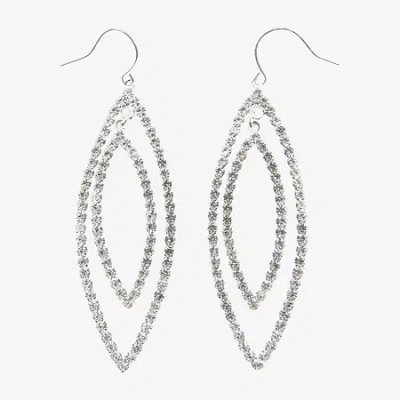 Vieste Rosa Womens Crystal Oval Drop Earrings In Silver