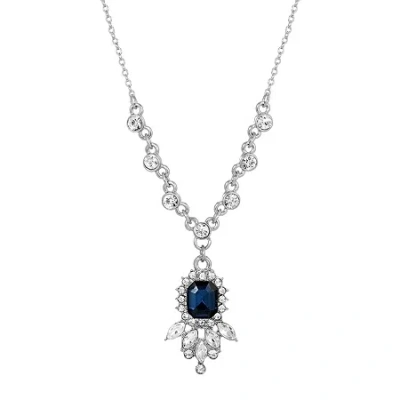 1928 Jewelry 1928 Silver Tone Womens Blue Crystal Alloy 16 Inch Pendant Necklace In Metallic