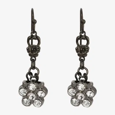 1928 Jewelry 1928 Womens Gray Crystal Flower Drop Earrings In White
