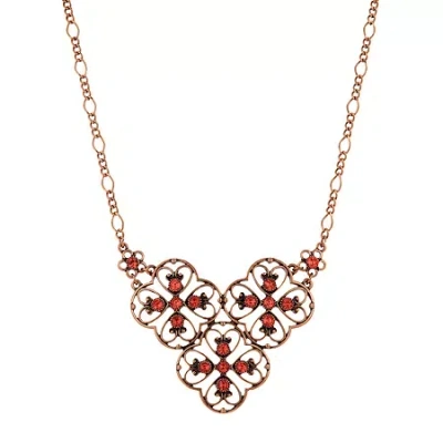 1928 Jewelry 1928 Copper Tone Crystal 16 Inch Collar Necklace In Orange