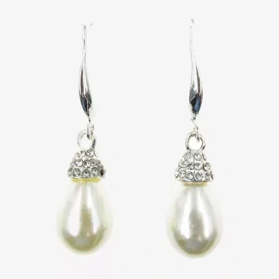 Vieste Rosa Womens Simulated Pearl Drop Earrings In Silver