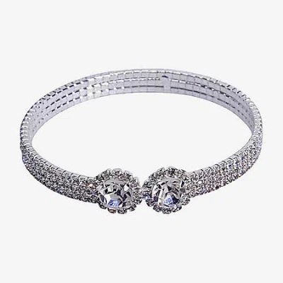 Vieste Rosa Womens Crystal Cuff Bracelet In Silver