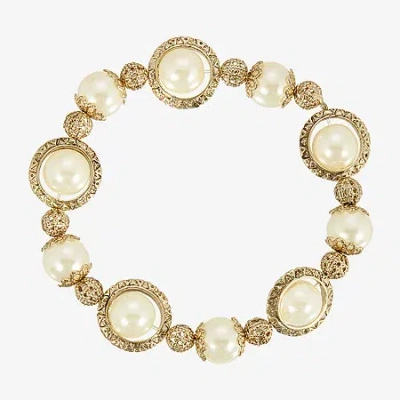 1928 Jewelry 1928 Gold Tone Womens Simulated Pearl Stretch Bracelet In Gold