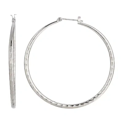 1928 Jewelry 1928 Silver Tone Womens 2 1/4 Inch Hoop Earrings In Silver
