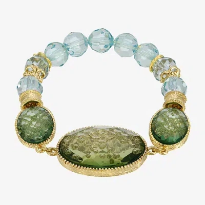 1928 Jewelry 1928 Gold Tone Womens Green Stretch Bracelet In Green