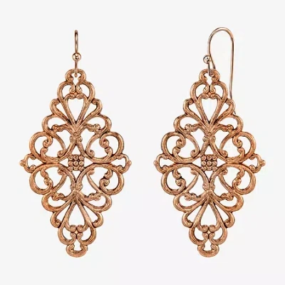 1928 Jewelry 1928 Filigree Womens Diamond Drop Earrings In Gold