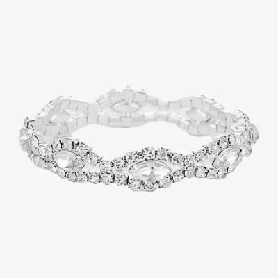 Vieste Rosa Womens Crystal Stretch Bracelet In Silver