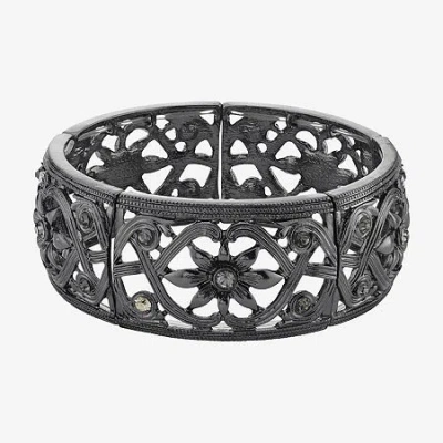 1928 Jewelry 1928 Black Tone Womens Black Flower Stretch Bracelet In Black