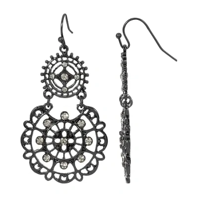 1928 Jewelry 1928 Black Tone Womens Gray Drop Earrings In Black