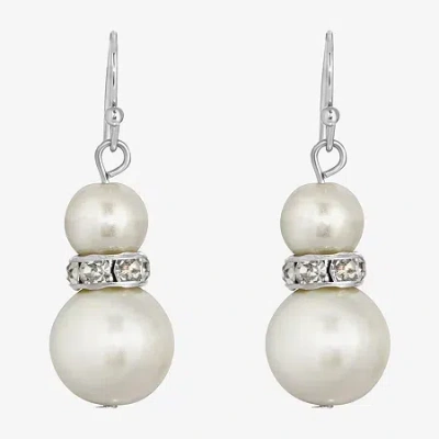 1928 Jewelry 1928 Womens Crystal Round Drop Earrings In White