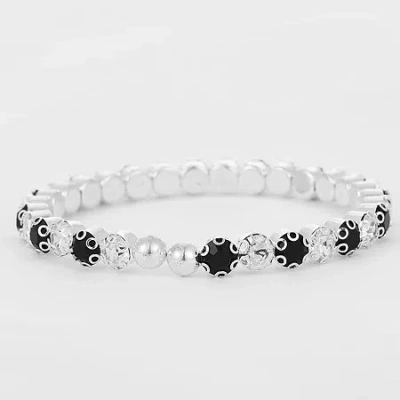 Vieste Rosa Womens Crystal Link Bangle Bracelet In Silver