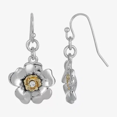 1928 Jewelry 1928 Two-tone Womens Flower Drop Earrings In White