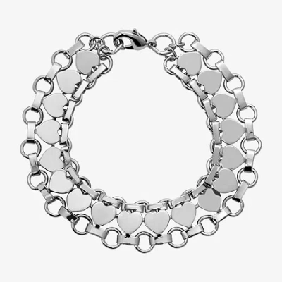 1928 Jewelry 1928 Silver Tone Womens 7 Inch Heart Chain Bracelet In Metallic