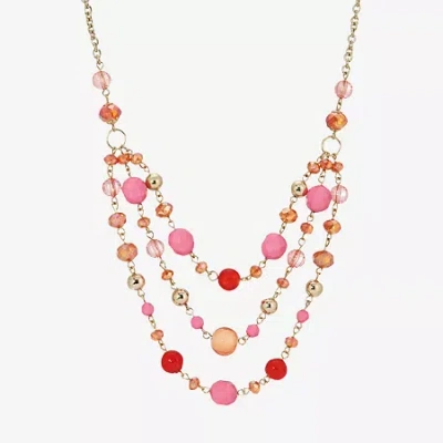 1928 Jewelry 1928 Gold-tone Womens Pink 16 Inch Beaded Necklace In Multi
