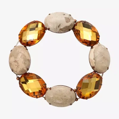 1928 Jewelry 1928 Rose Tone Womens Brown Glass Stretch Bracelet In Gold