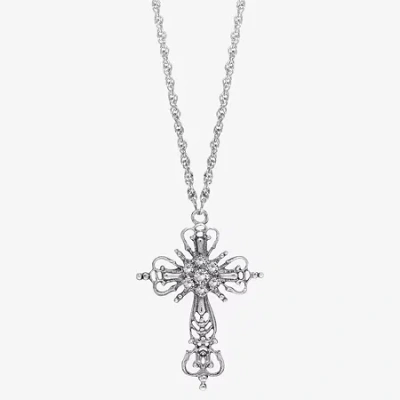 1928 Jewelry 1928 Silver Tone Womens Crystal Alloy Cross 30 Inch Pendant Necklace In Gold