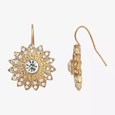 1928 Jewelry 1928 Gold Tone Womens Crystal Flower Drop Earrings In Gold