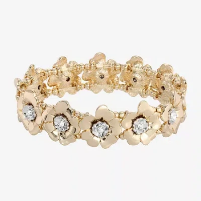 1928 Jewelry 1928 Two-tone Womens Abalone Flower Stretch Bracelet In Gold