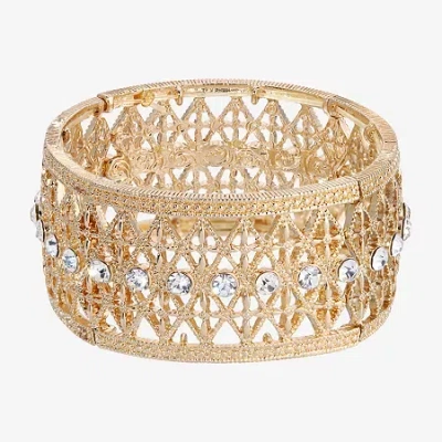 1928 Jewelry 1928 Gold-tone Womens Crystal Stretch Bracelet In Gold