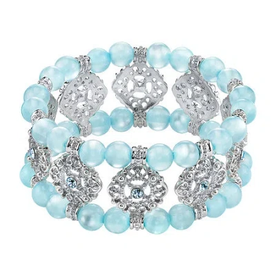 1928 Jewelry 1928 Silver Tone Womens Blue Stretch Bracelet In Blue